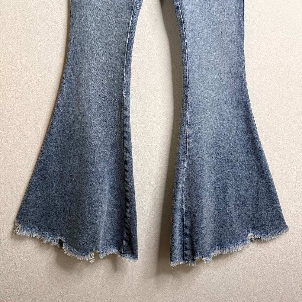 Free People flare pants low-rise jeans stretchy boho bell bottoms 26 - Picture 5 of 9